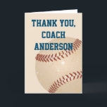 Cartão Thank You Card for Baseball Coaches<br><div class="desc">Say thanks to your favorite baseball coach with this greeting card. Both the message on the front and the inside of this card is ready to be customized with your own personalized message. It features a distressed style illustration of a baseball against a soft cream colored background with your message...</div>