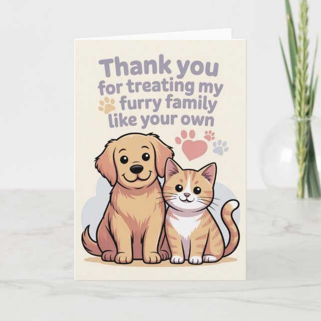 Cartão Thank You Card for Pet Sitter or Veterinarian (Frente)