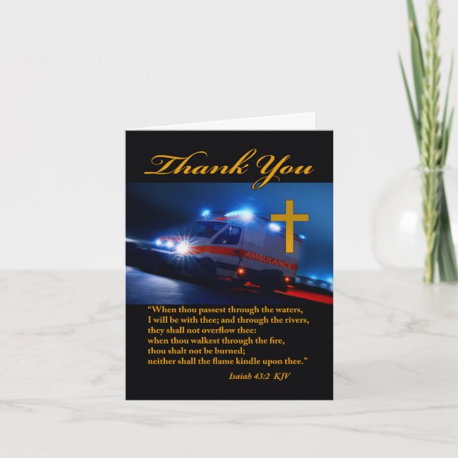 Cartão Thank You for EMS Paramedics, Religious Theme (Frente)