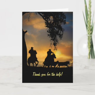 Cartão Thank You For Help Country Western Cowboy