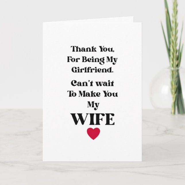 Cartão Thank You Girlfriend/Wife Valentine's Occassion (Frente)