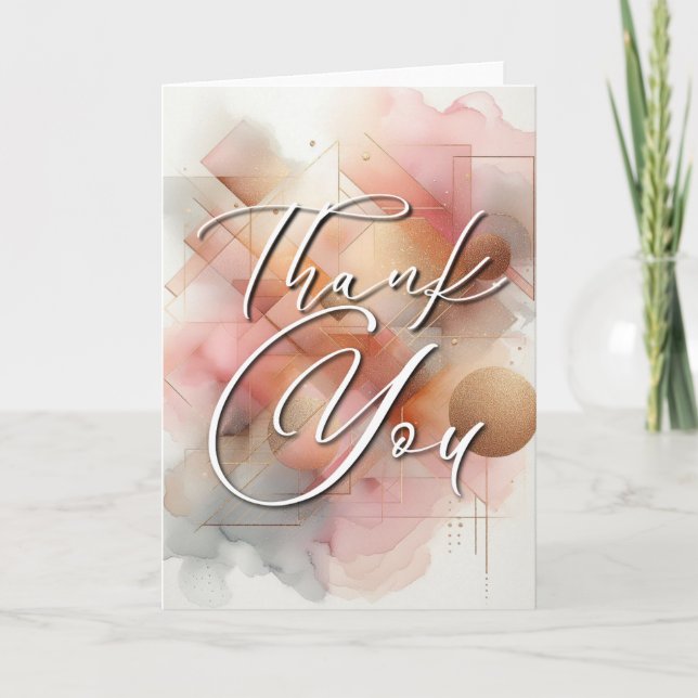 Cartão Thank You Greeting Card - Watercolor Abstract Geom (Frente)
