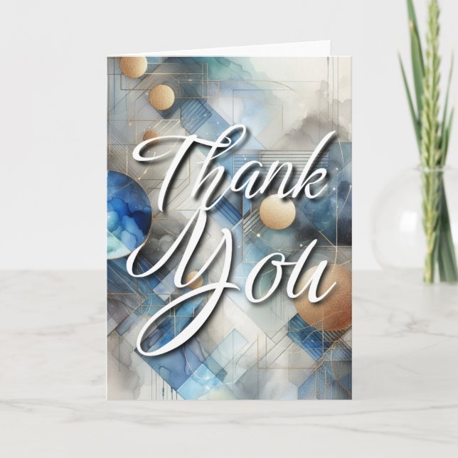 Cartão Thank You Greeting Card - Watercolor Abstract Geom (Frente)