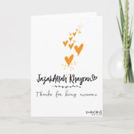 Cartão Thank You - JazakAllah with hearts