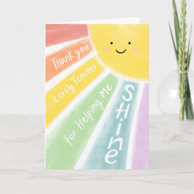 Cartão Thank You Lovely Teacher for Shining Card  (Frente)