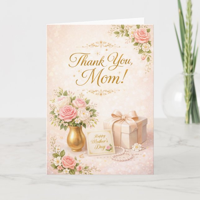 Cartão Thank You Mom Design – Heartfelt Appreciation Gift (Frente)