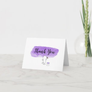 Cartão Thank you or Any Text Lavender Cat Painter Note