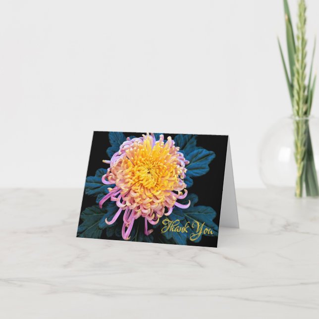 Cartão Thank You Pink Chysanthemum Note Greeting Card (Frente)