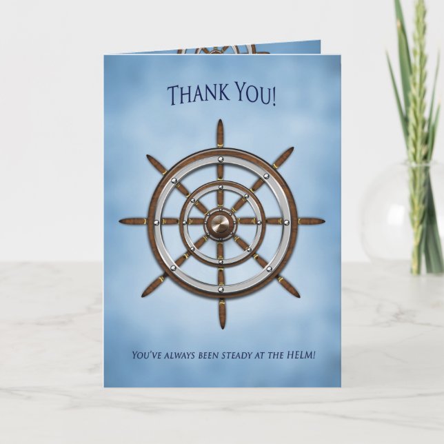 Cartão Thank You, Ship's Wheel, Helm (Frente)