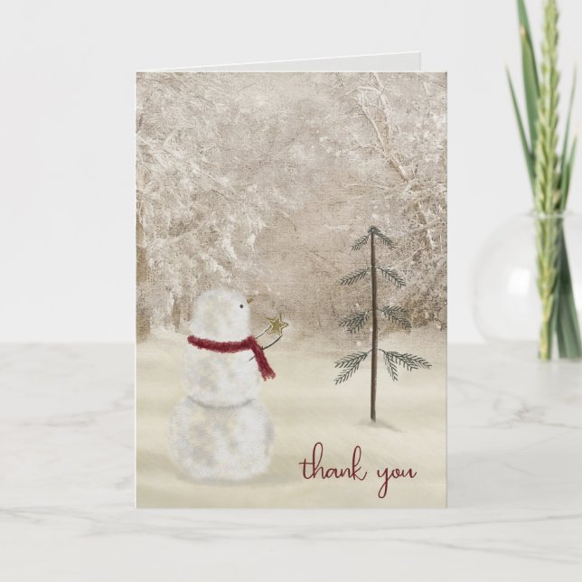 Cartão Thank You Snowman with Christmas star (Frente)