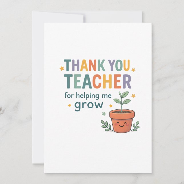 Cartão Thank You Teacher Grow Appreciation (Frente)