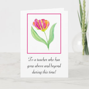 Cartão Thank You Teacher Watercolor Parrot Tulips