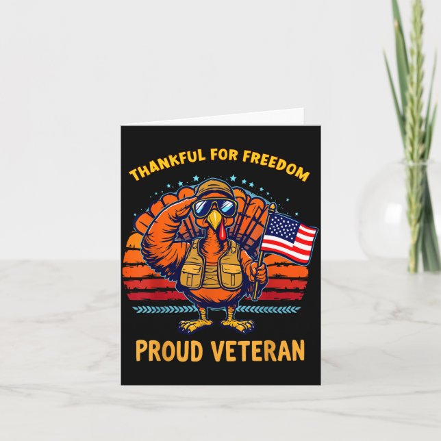 Cartão Thankful For Dom Proud Veteran Patriotic Thanksgiv (Frente)