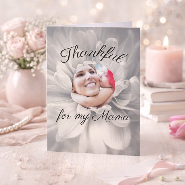 Cartão Thankful for My Mama Floral Custom Mother's Day (Mother's Day Customized Greeting Card)