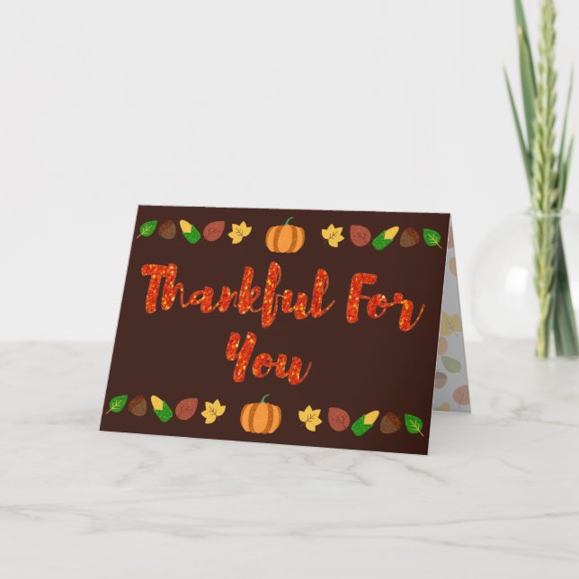 Cartão Thankful For You Thanksgiving Holiday Card (Frente)
