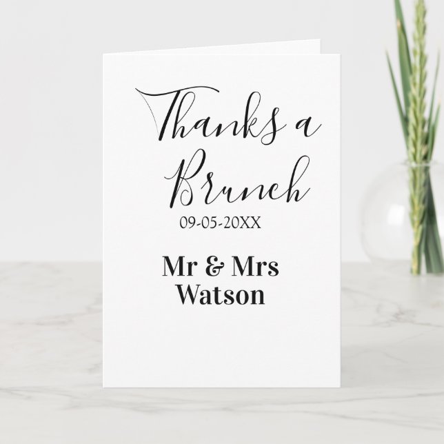 Cartão Thanks a brunch post wedding name date simple  (Frente)