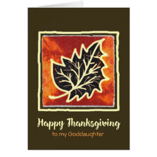 Cartão Thanksgiving Autumn Leaf Card for Goddaughter