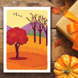 Cartão Thanksgiving Fall Landscape Trees