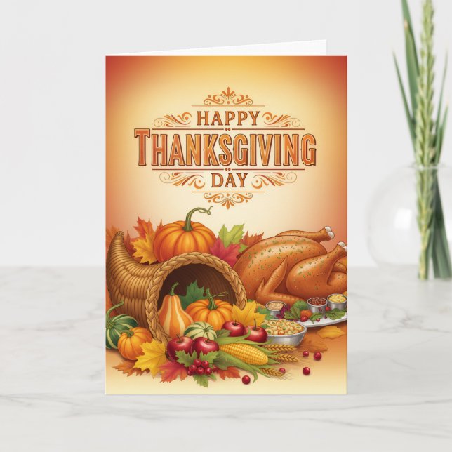 Cartão Thanksgiving Feast Blessings — Holiday Greeting (Frente)