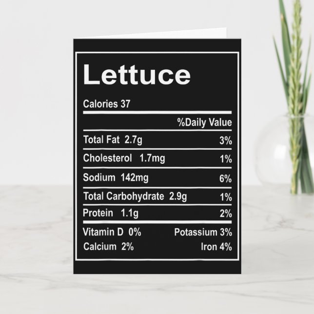 Cartão Thanksgiving Lettuce Nutrition Facts Men Women Chr (Frente)