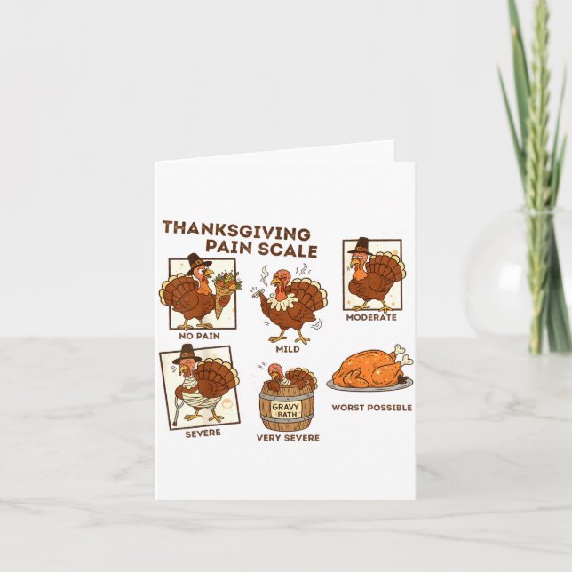 Cartão Thanksgiving Pain Scale Turkey Funny Nurse Medical (Frente)