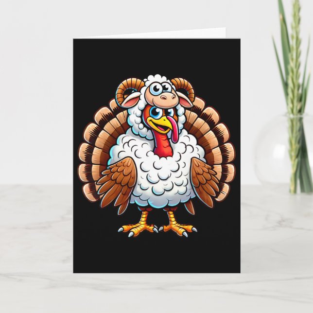 Cartão Thanksgiving Turkey In Sheep Disguise Funny Holida (Frente)