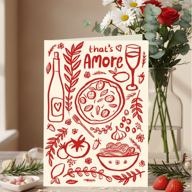 Cartão That's Amore Italian Food Valentine Love Whimsical (That's Amore Italian Food Valentine Love Whimsical Valentines Day Galentines Day Card
)