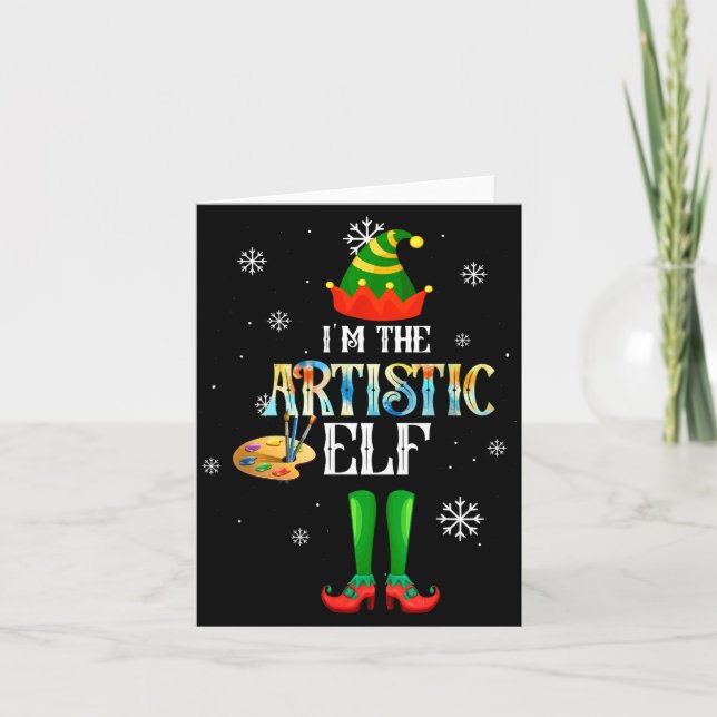 Cartão The Artistic Elf Squad Elf Family Christmas Pajama (Frente)