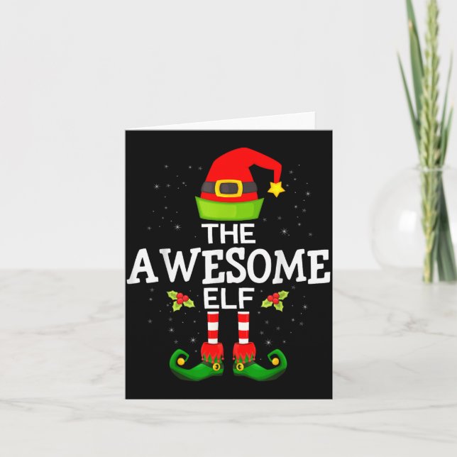 Cartão The Awesome Elf Christmas Family Matching Pajama  (Frente)