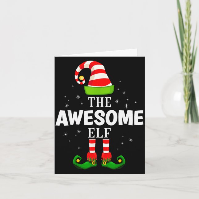Cartão The Awesome Elf Christmas Pjs Matching Pajama  (Frente)
