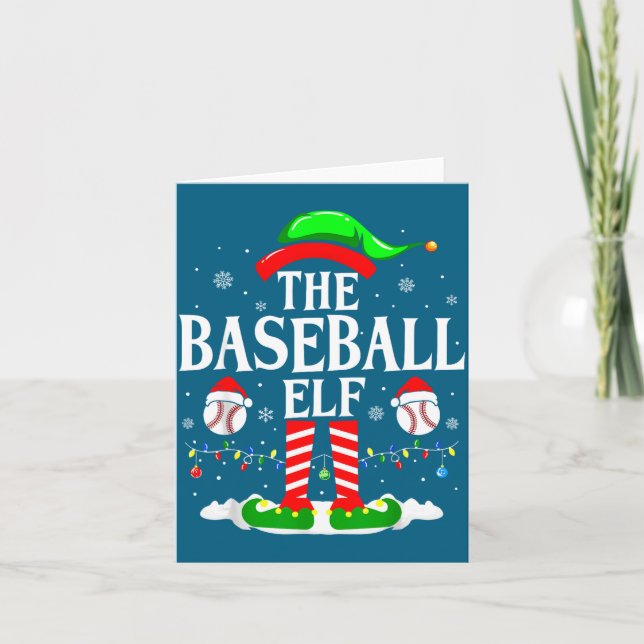 Cartão The Baseball Elf Funny Christmas Srt Lovers Xmas E (Frente)