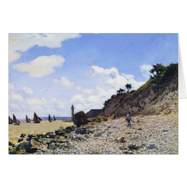 Cartão The Beach em Honfleur, 1865 Claude Monet (Frente horizontal)