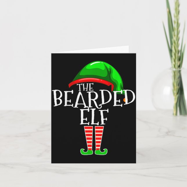 Cartão The Bearded Elf Family Matching Group Christmas Be (Frente)