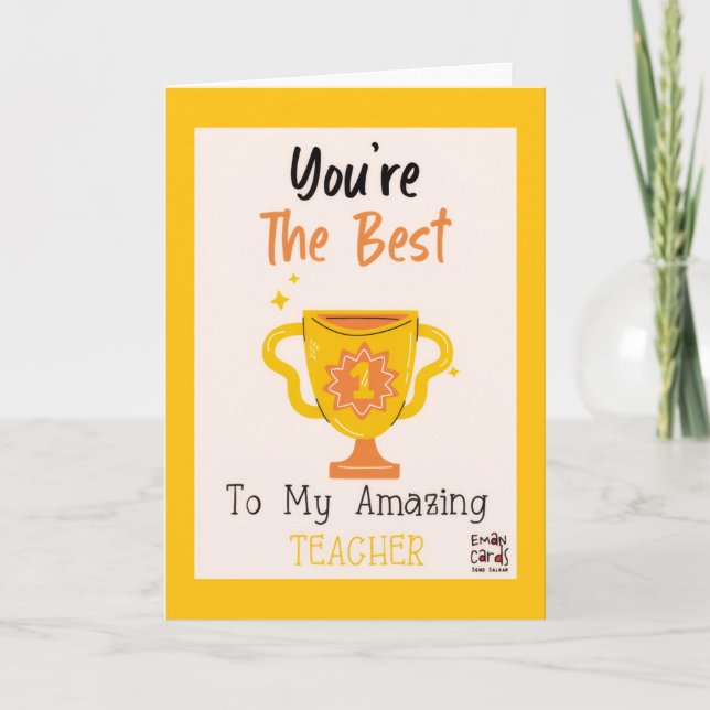 Cartão The Best Teacher Trophy Card (Frente)