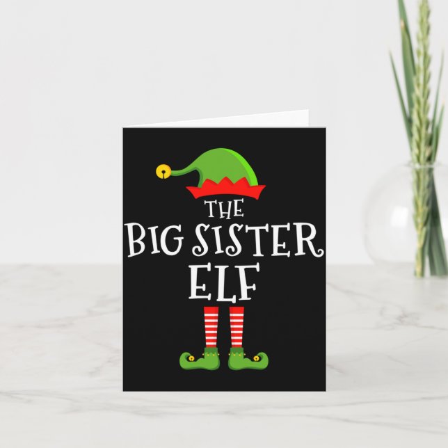 Cartão The Big Sister Elf Funny Christmas Matching Family (Frente)