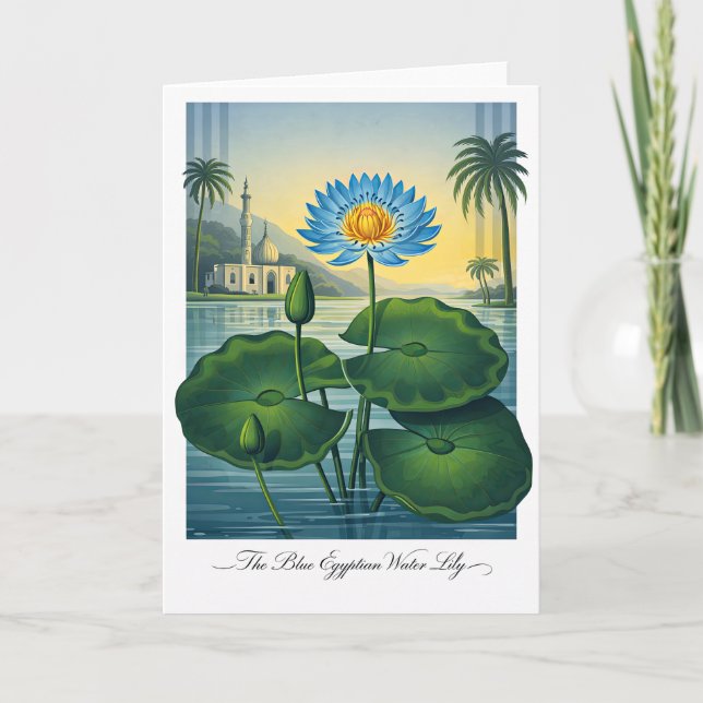 Cartão The Blue Egyptian Water Lily — Modern Botanical Re (Frente)
