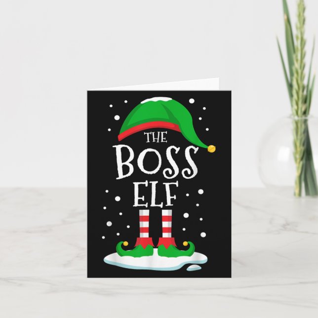 Cartão The Boss Elf Christmas Family Matching Xmas Group  (Frente)