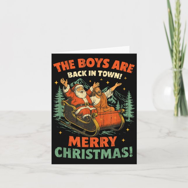 Cartão The Boys Are Back In Town Merry Christmas  (Frente)