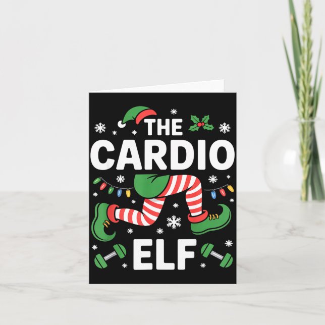 Cartão The Cardio Elf Funny Fitness Christmas Gym Workout (Frente)