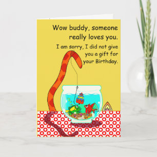 Cartão The Cat And The Fish Bowl Birthday Card