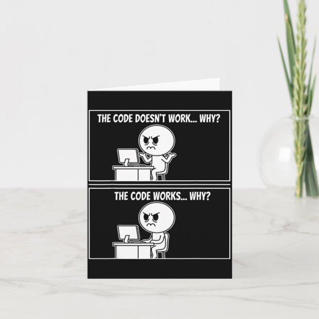 Cartão The Code Doesn't Work Funny Programmer Computer En (Frente)