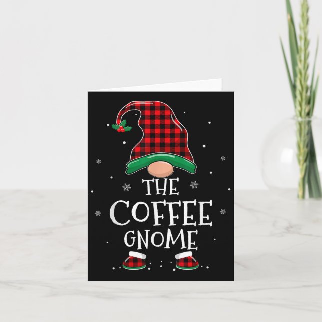 Cartão The Coffee Gnome Xmas Family Matching Plaid Christ (Frente)