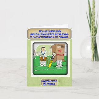 Cartão The Cricket Box. 21st birthday card
