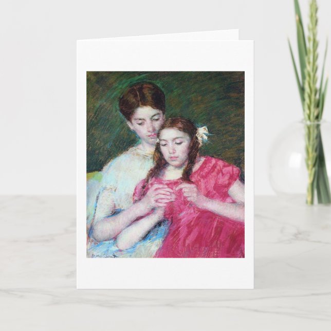 Cartão The Crochet Lesson, Mary Cassatt (Frente)