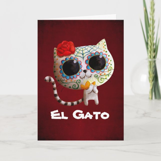 Cartão The Day of The Dead Cute Cat (Frente)