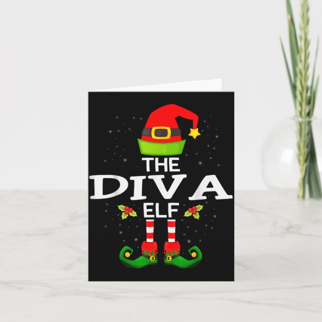 Cartão The Diva Elf Christmas Family Matching Pajama  (Frente)