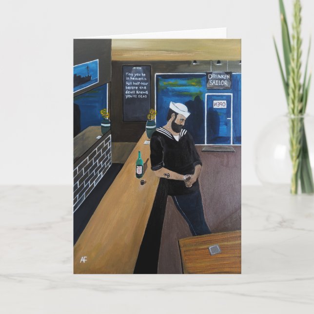 Cartão The Drunken Sailor Painting by Alfred Fox (Frente)