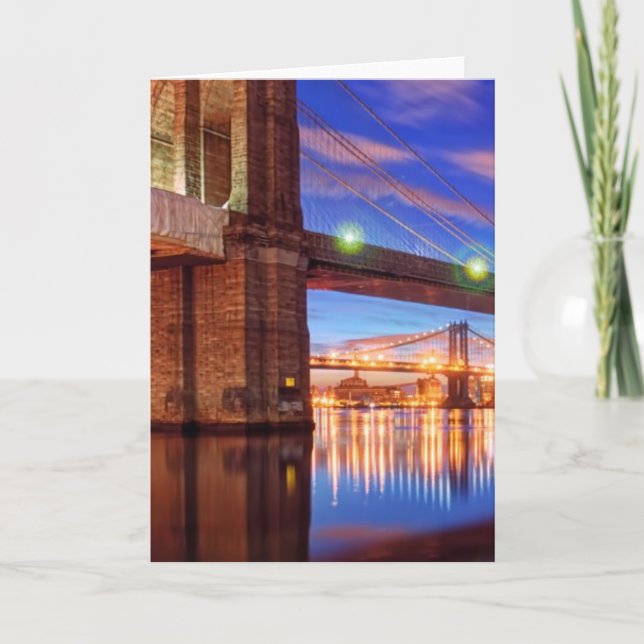 Cartão The East River, Brooklyn Bridge, Manhattan (Frente)