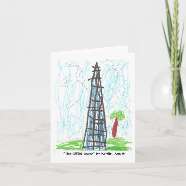 Cartão "The Eiffel Tower" by Kaitlin, Age 6 (Frente)