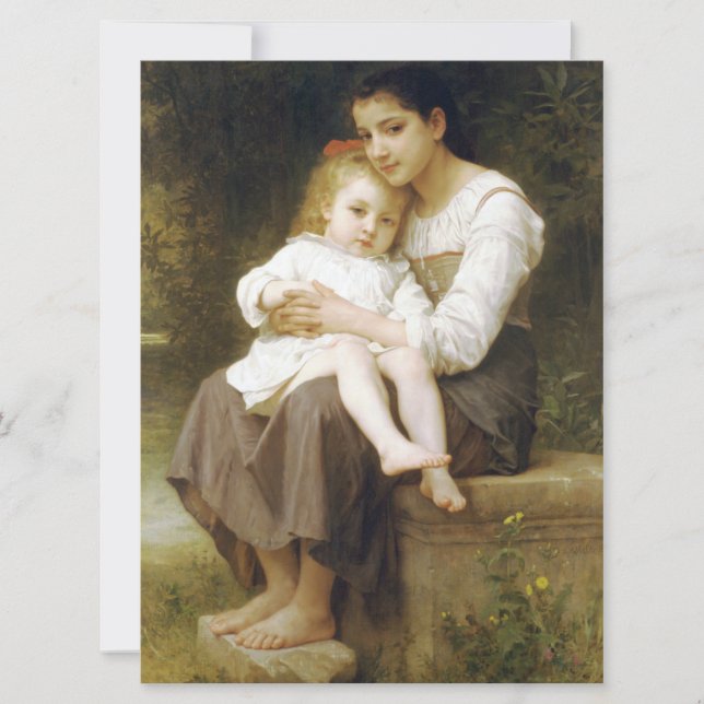 Cartão The Elder Sister (por William Bouguereau) (Frente)